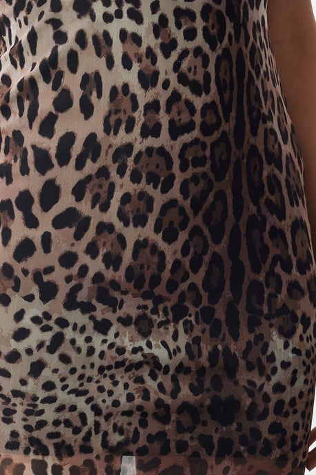 TRENDYOLMİLLA Dames Bruin Dierenprint Maxi Mouwloos Stijlvol/Avond Bodycon Jurken - Image 3