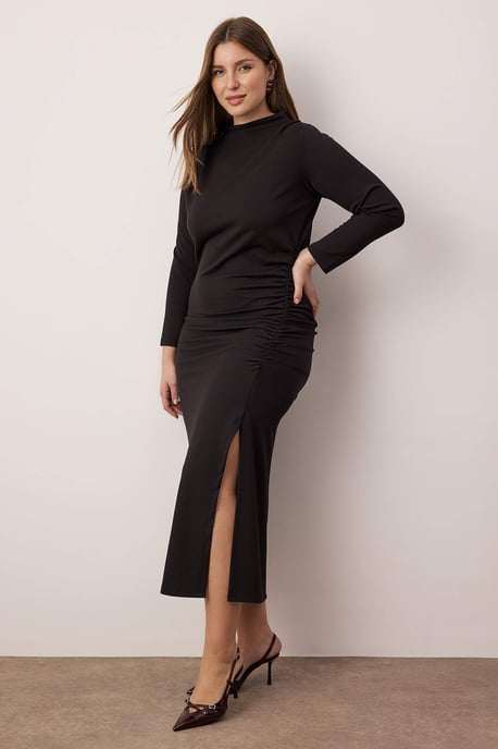 Trendyol Curve Dam Svart Enfärgad Maxi Lång Casual Rak Plus size Klänning - Image 4