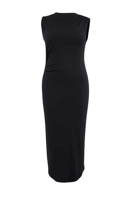 Trendyol Curve Dam Svart Enfärgad Maxi Ärmlös Casual Rak Plus size Klänning - Image 4