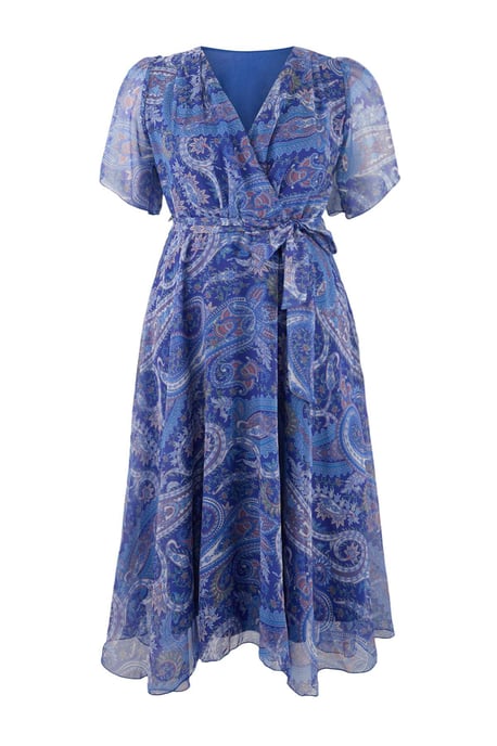 Trendyol Curve Dam Mörkblå Blommig Maxi Kort Casual A-linje Plus size Klänning - Image 3