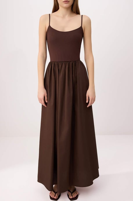 TRENDYOLMİLLA Women's Brown Plain Maxi Sleeveless Casual Skater Dresses - Image 2