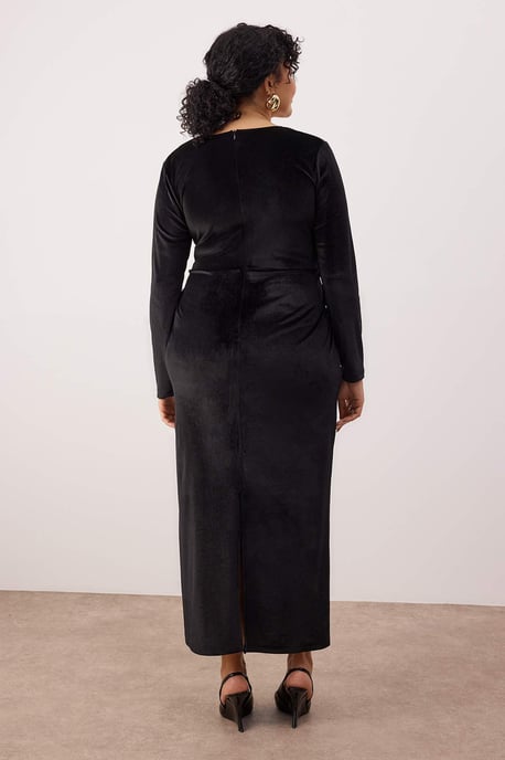 Trendyol Curve Dam Svart Enfärgad Maxi Lång Fest Bodycon Plus size Klänning - Image 3