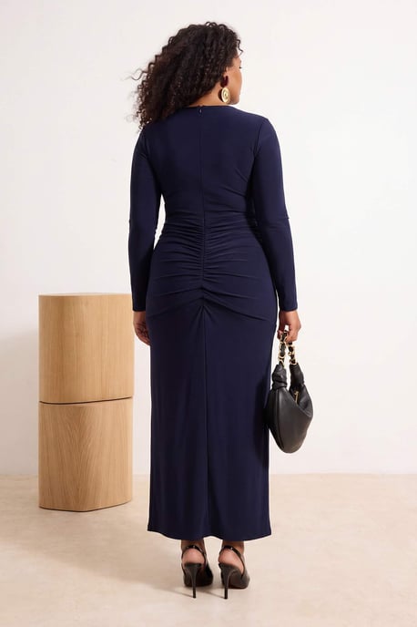 Trendyol Curve Dam Mörkblå Enfärgad Maxi Ärmlös Rak Plus size Klänning - Image 2