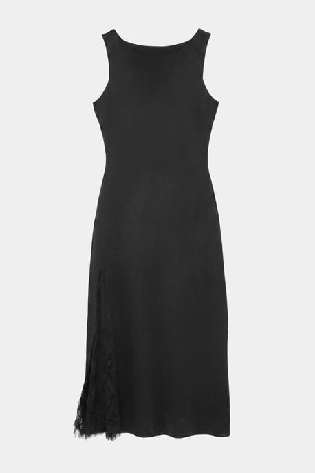 Trendyol Curve Dam Svart Enfärgad Maxi Ärmlös Casual A-linje Plus size Klänning - Image 4