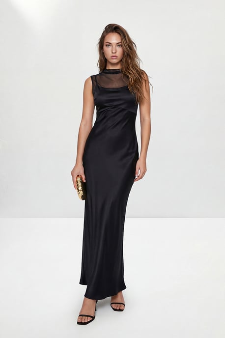 TRENDYOLMİLLA Women's Black Plain Maxi Sleeveless Shift Evening & Prom Dress - Image 1