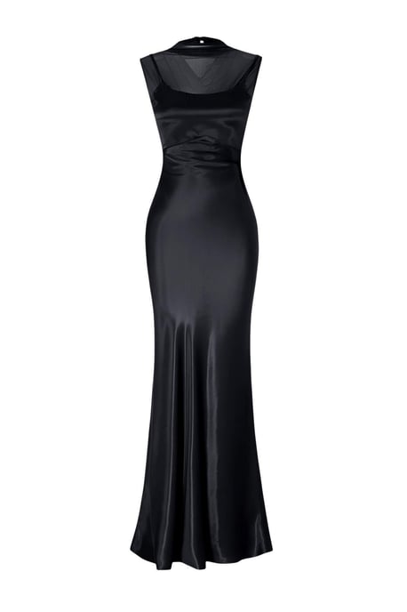 TRENDYOLMİLLA Women's Black Plain Maxi Sleeveless Shift Evening & Prom Dress - Image 3