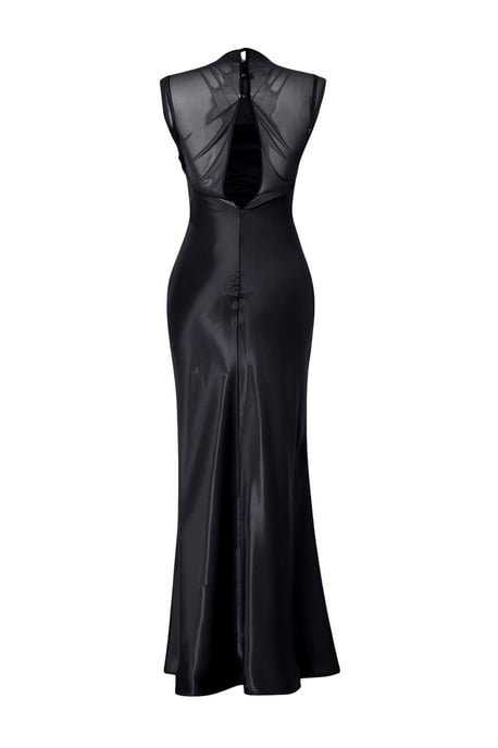 TRENDYOLMİLLA Women's Black Plain Maxi Sleeveless Shift Evening & Prom Dress - Image 4