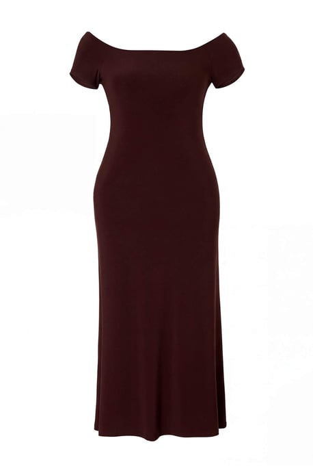 Trendyol Curve Dam Brun Enfärgad Maxi Ärmlös Casual Rak Plus size Klänning - Image 3