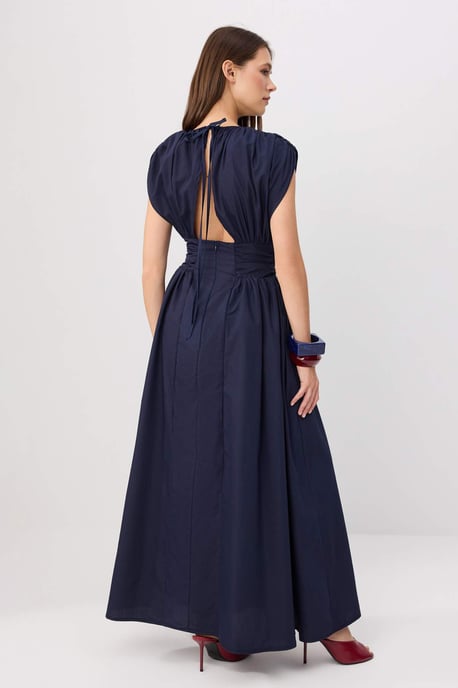 TRENDYOLMİLLA Women's Dark blue Plain Maxi Short Skater Dresses - Image 3