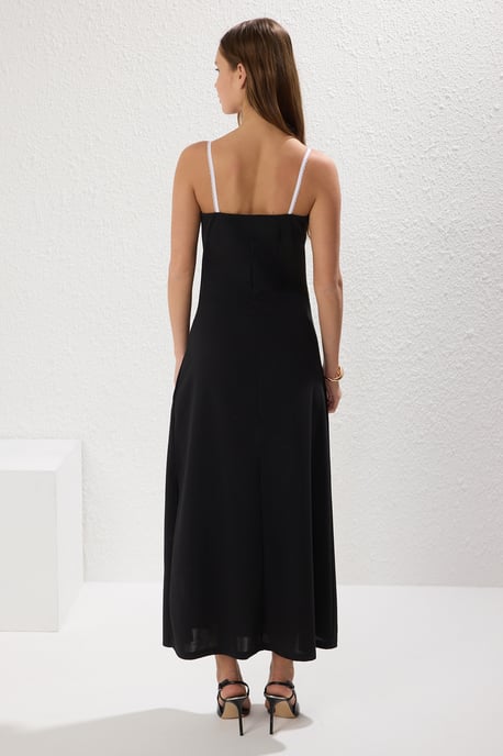TRENDYOLMİLLA Women's Black Color block Maxi Sleeveless Evening / Daily A-line Dresses - Image 3