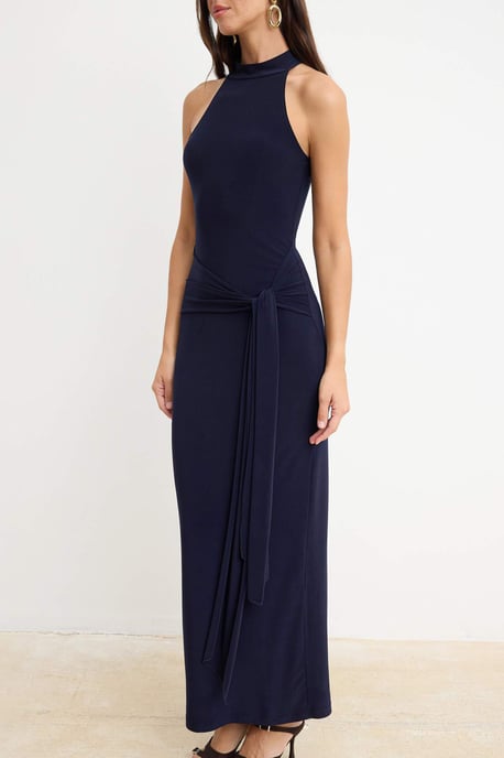 TRENDYOLMİLLA Dames Donkerblauw Effen Maxi Mouwloos Avond / Dagelijks Bodycon Jurken - Image 2