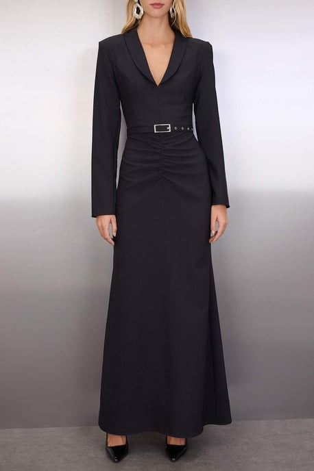 TRENDYOLMİLLA Dames Zwart Effen Maxi Lang Diploma-uitreiking / Gala Zeemeermin Avond & Gala Jurk - Image 2