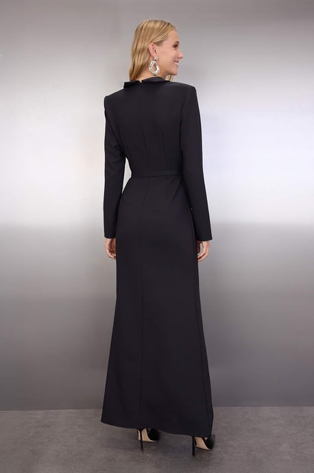 TRENDYOLMİLLA Dames Zwart Effen Maxi Lang Diploma-uitreiking / Gala Zeemeermin Avond & Gala Jurk - Image 3