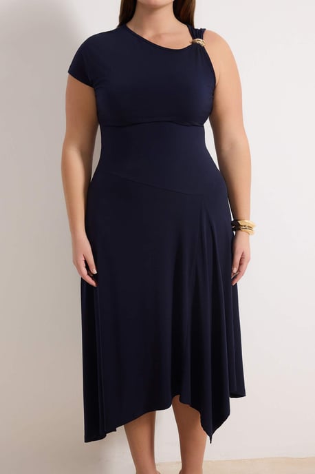 Trendyol Curve Dam Mörkblå Enfärgad Maxi Ärmlös Kväll / Vardag A-linje Plus size Klänning - Image 2