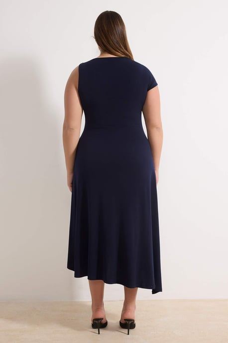 Trendyol Curve Dam Mörkblå Enfärgad Maxi Ärmlös Kväll / Vardag A-linje Plus size Klänning - Image 3