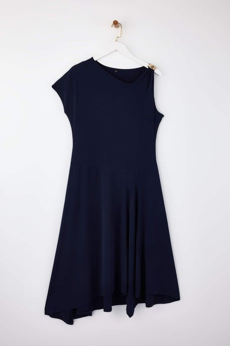 Trendyol Curve Dam Mörkblå Enfärgad Maxi Ärmlös Kväll / Vardag A-linje Plus size Klänning - Image 4
