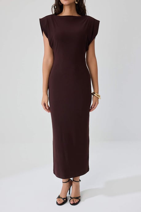 TRENDYOLMİLLA Dames Bruin Effen Maxi Mouwloos Casual Bodycon Jurken - Image 2