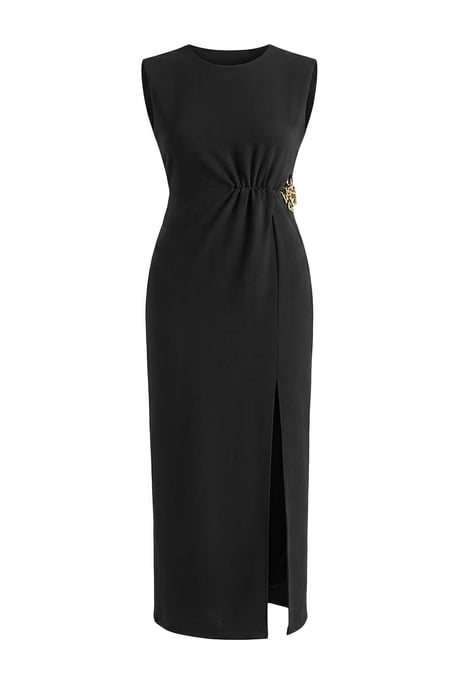 Trendyol Curve Dam Svart Enfärgad Maxi Ärmlös Fest A-linje Plus size Klänning - Image 3