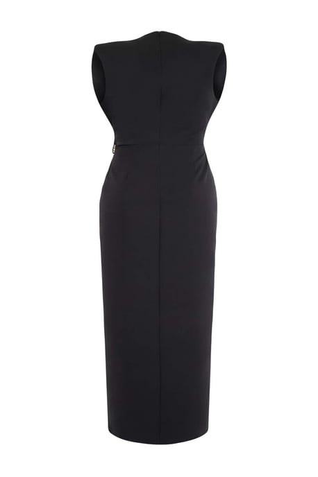 Trendyol Curve Dam Svart Enfärgad Maxi Ärmlös Fest A-linje Plus size Klänning - Image 5
