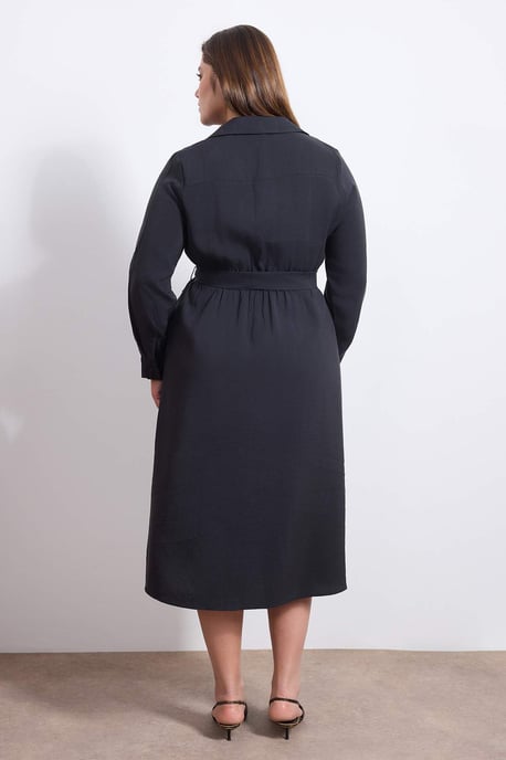 Trendyol Curve Dam Svart Enfärgad Maxi Lång Casual Rak Plus size Klänning - Image 4