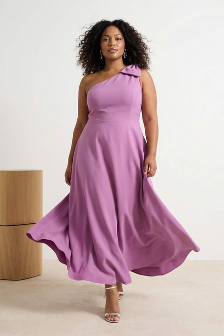Trendyol Curve Dam Rosa Enfärgad Maxi Ärmlös Elegant/Kväll A-linje Plus size Klänning - Image 5