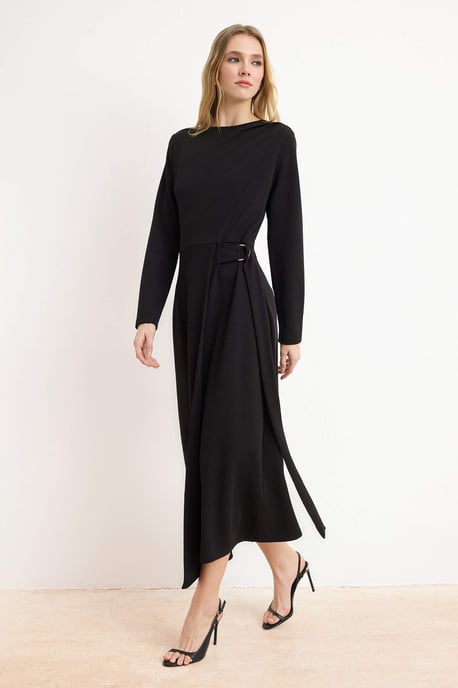 Trendyol Modest Dames Zwart Effen Maxi Lang Zakelijk A-lijn Modest Jurken - Image 1