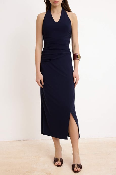 TRENDYOLMİLLA Dam Mörkblå Enfärgad Maxi Ärmlös Bodycon Klänningar - Image 2