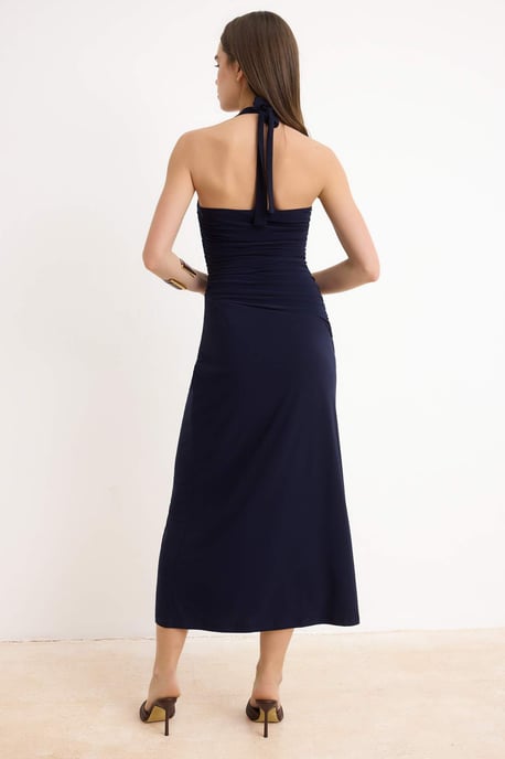 TRENDYOLMİLLA Dam Mörkblå Enfärgad Maxi Ärmlös Bodycon Klänningar - Image 3