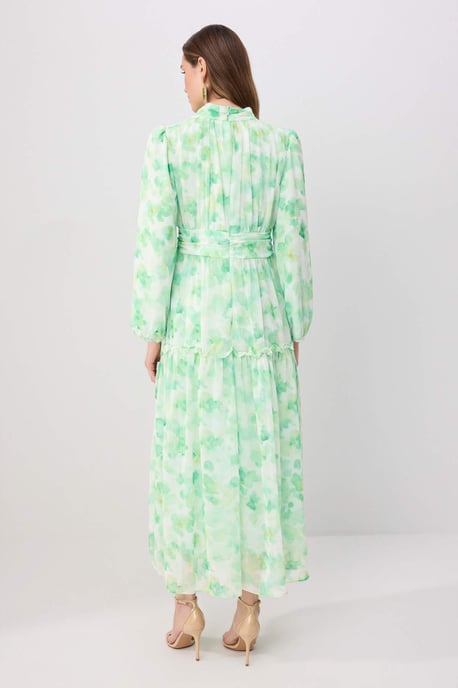 Trendyol Modest Women's Green Floral Maxi Long Casual Skater Modest Dresses - Image 3