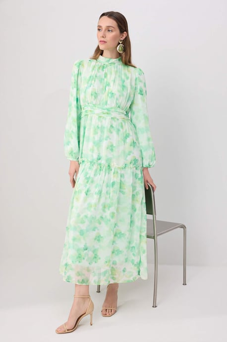 Trendyol Modest Women's Green Floral Maxi Long Casual Skater Modest Dresses - Image 4
