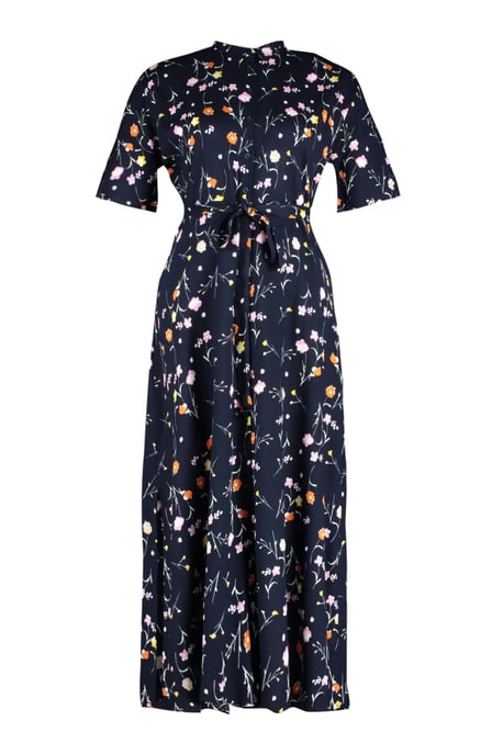 Trendyol Curve Dam Mörkblå Blommig Maxi Kort Casual A-linje Plus size Klänning - Image 5