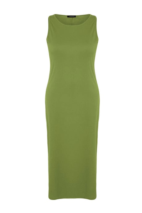 Trendyol Curve Dam Grön Enfärgad Maxi Ärmlös Casual Rak Plus size Klänning - Image 4