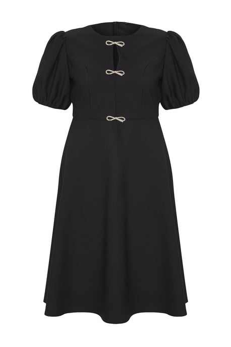Trendyol Curve Dam Svart Enfärgad Midi Kort Elegant/Kväll Skater Plus size Klänning - Image 5