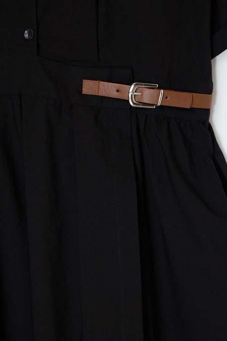 Trendyol Curve Dam Svart Enfärgad Midi Kort Casual Rak Plus size Klänning - Image 2