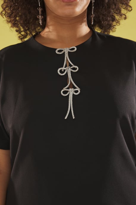 Trendyol Curve Dam Svart Enfärgad Midi Kort Elegant/Kväll Rak Plus size Klänning - Image 3