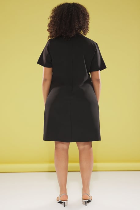Trendyol Curve Dam Svart Enfärgad Midi Kort Elegant/Kväll Rak Plus size Klänning - Image 4