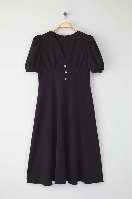 Trendyol Curve Dam Svart Enfärgad Midi Kort Cocktail A-linje Plus size Klänning - Image 5