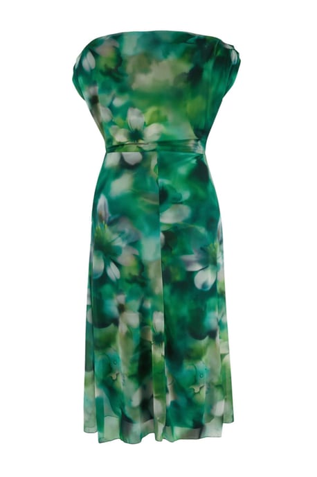 Trendyol Curve Dam Grön Blommig Midi Ärmlös Casual A-linje Plus size Klänning - Image 2