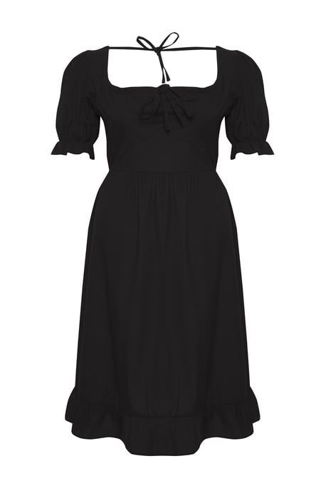 Trendyol Curve Dam Svart Enfärgad Midi Kort Casual A-linje Plus size Klänning - Image 5
