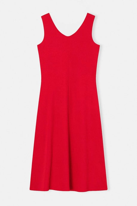 Trendyol Curve Dam Röd Enfärgad Midi Ärmlös Casual A-linje Plus size Klänning - Image 3