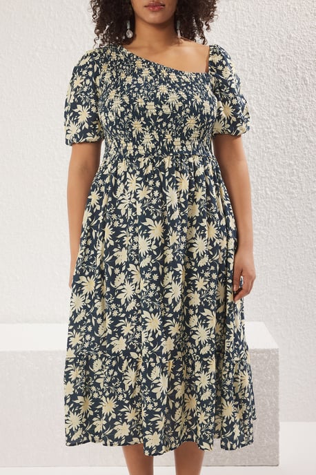 Trendyol Curve Dam Grön Enfärgad Midi Kort Casual A-linje Plus size Klänning - Image 2