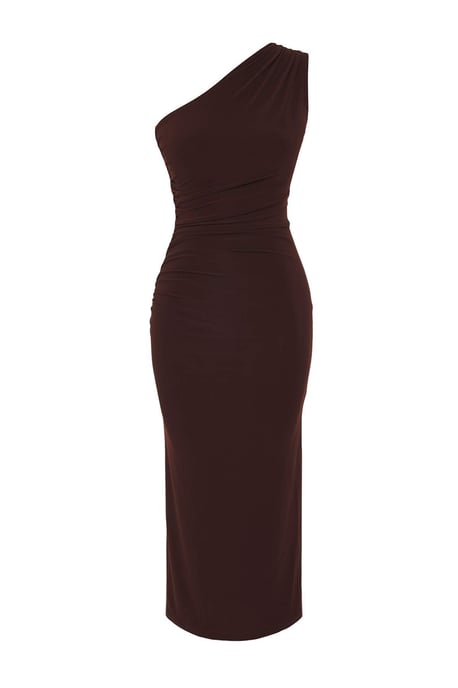 TRENDYOLMİLLA Dam Brun Enfärgad Midi Ärmlös Casual Bodycon Klänningar - Image 4