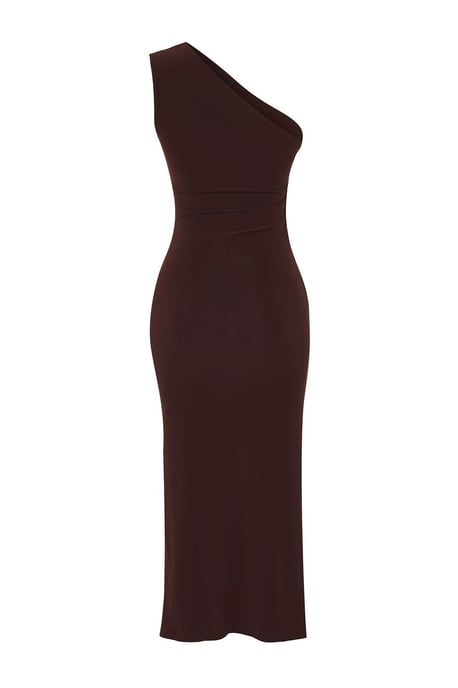 TRENDYOLMİLLA Dam Brun Enfärgad Midi Ärmlös Casual Bodycon Klänningar - Image 5