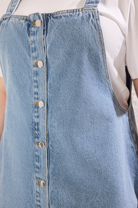 Trendyol Curve Dam Blå Enfärgad Midi Ärmlös Casual Väst Plus size Klänning - Image 3