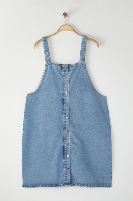 Trendyol Curve Dam Blå Enfärgad Midi Ärmlös Casual Väst Plus size Klänning - Image 5
