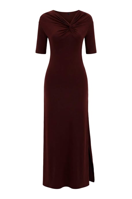 TRENDYOLMİLLA Dames Bruin Effen Maxi Kort Avond / Dagelijks A-lijn Jurken - Image 4