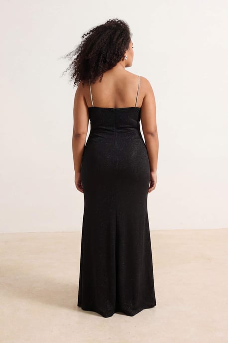 Trendyol Curve Dam Svart Enfärgad Maxi Ärmlös Elegant/Kväll A-linje Plus size Klänning - Image 2