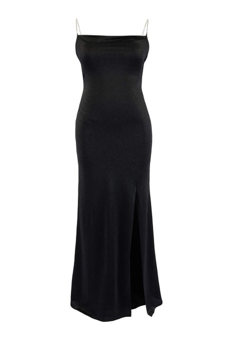 Trendyol Curve Dam Svart Enfärgad Maxi Ärmlös Elegant/Kväll A-linje Plus size Klänning - Image 3