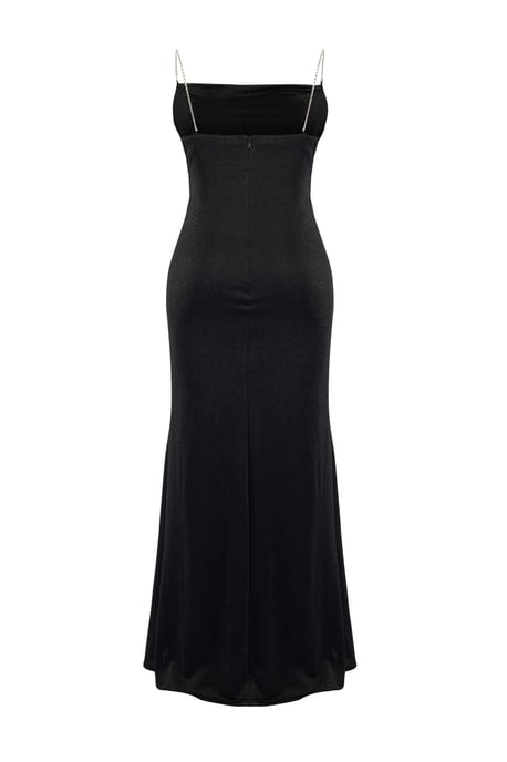 Trendyol Curve Dam Svart Enfärgad Maxi Ärmlös Elegant/Kväll A-linje Plus size Klänning - Image 5