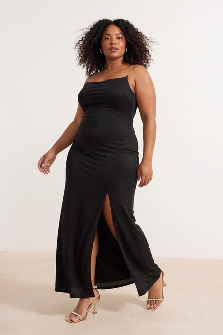 Trendyol Curve Dam Svart Enfärgad Maxi Ärmlös Elegant/Kväll A-linje Plus size Klänning - Image 6